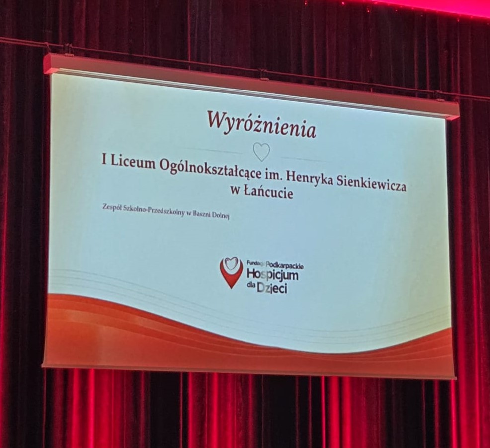 You are currently viewing Wyróżnienie dla I LO od Fundacji Podkarpackie Hospicjum dla Dzieci
